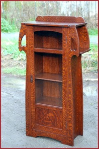 Accurate Replica Charles Limbert's Rare Uncatalogued Diminutive Bookcase with Cut-Outs and Exterior